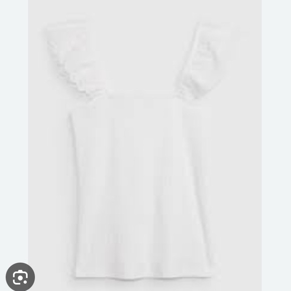GAP Eyelet Flutter Sleeve Top, White, Size M - Picture 3 of 7